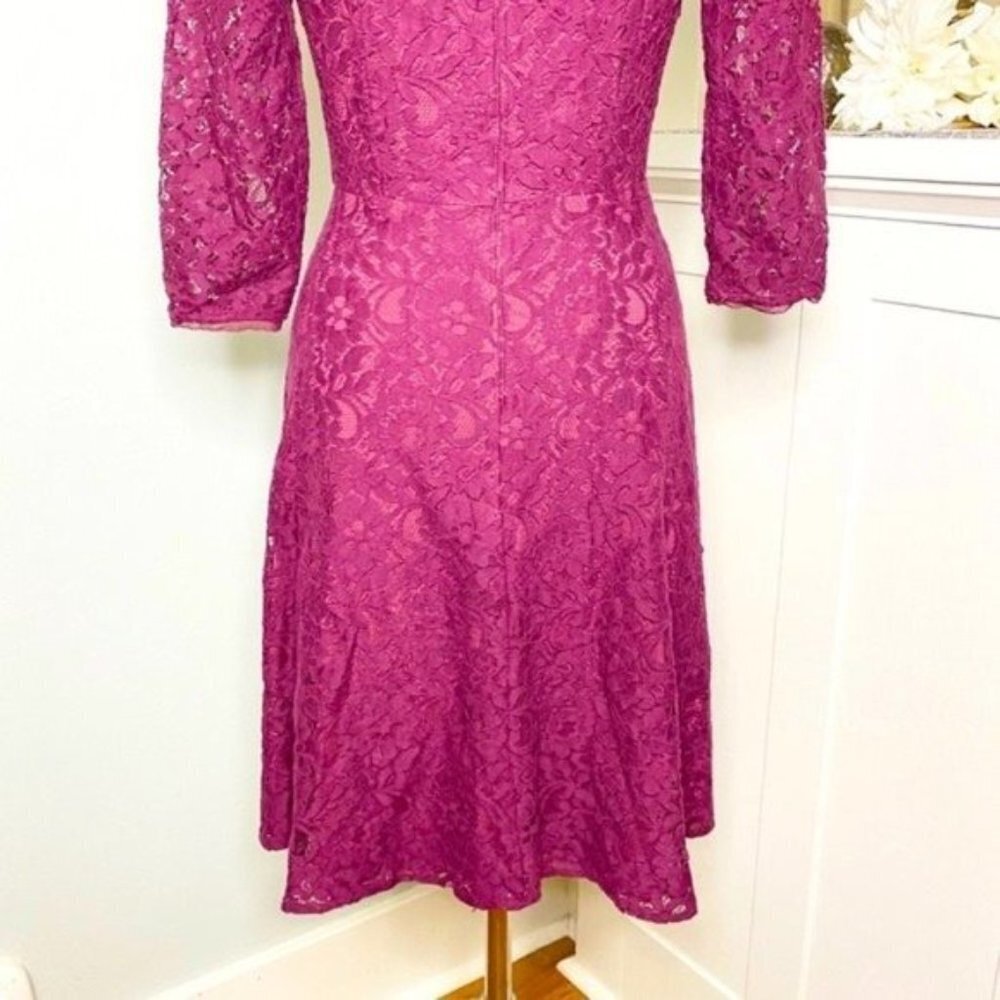 White House Black Market Lace Fit & Flare Dress Purple 2 XS - Picture 6 of 10